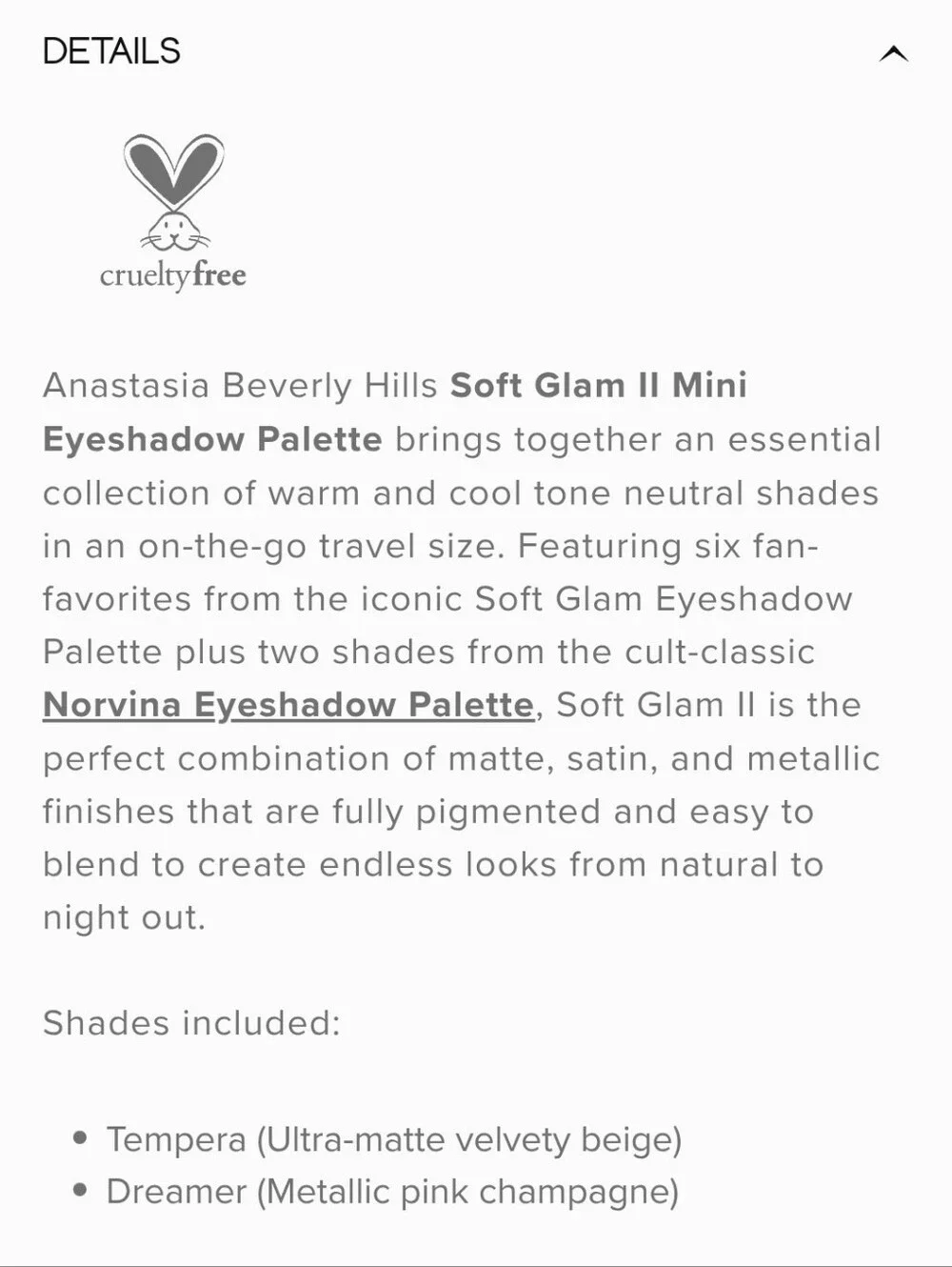 NEW ANASTASIA Beverly Hills Soft Glam II Eyeshadow Palette